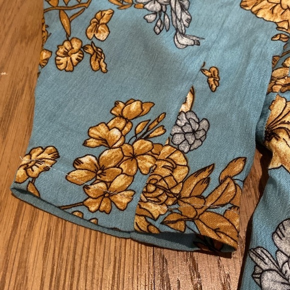 Anthropologie Andersen & Lauth Kimono Open Front Duck Egg Blue Floral Animal OS - Picture 6 of 9